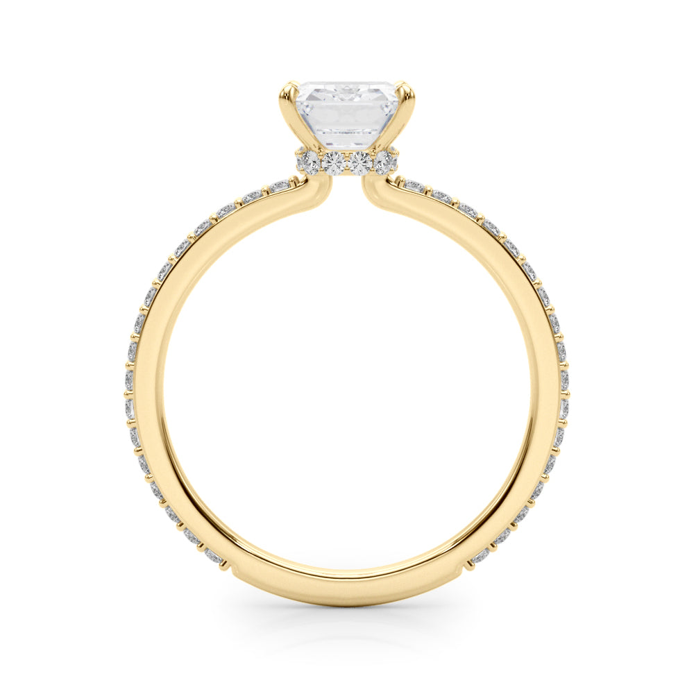 Exquisite 14k White Gold Hidden Halo Emerald Cut Engagement Ring Setting (10x8mm Center, 1/3 ct. tw. Diamonds)