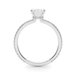 Exquisite 14k White Gold Hidden Halo Emerald Cut Engagement Ring Setting (10x8mm Center, 1/3 ct. tw. Diamonds)
