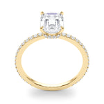 Exquisite 14k White Gold Hidden Halo Emerald Cut Engagement Ring Setting (10x8mm Center, 1/3 ct. tw. Diamonds)