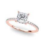 Stunning 14kt White Gold Princess Cut Hidden Halo Engagement Ring Setting - 1/3 ct tw SI1-SI2, G-H Diamonds