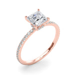 Stunning 14kt White Gold Princess Cut Hidden Halo Engagement Ring Setting - 1/3 ct tw SI1-SI2, G-H Diamonds