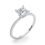 Stunning 14kt White Gold Princess Cut Hidden Halo Engagement Ring Setting - 1/3 ct tw SI1-SI2, G-H Diamonds