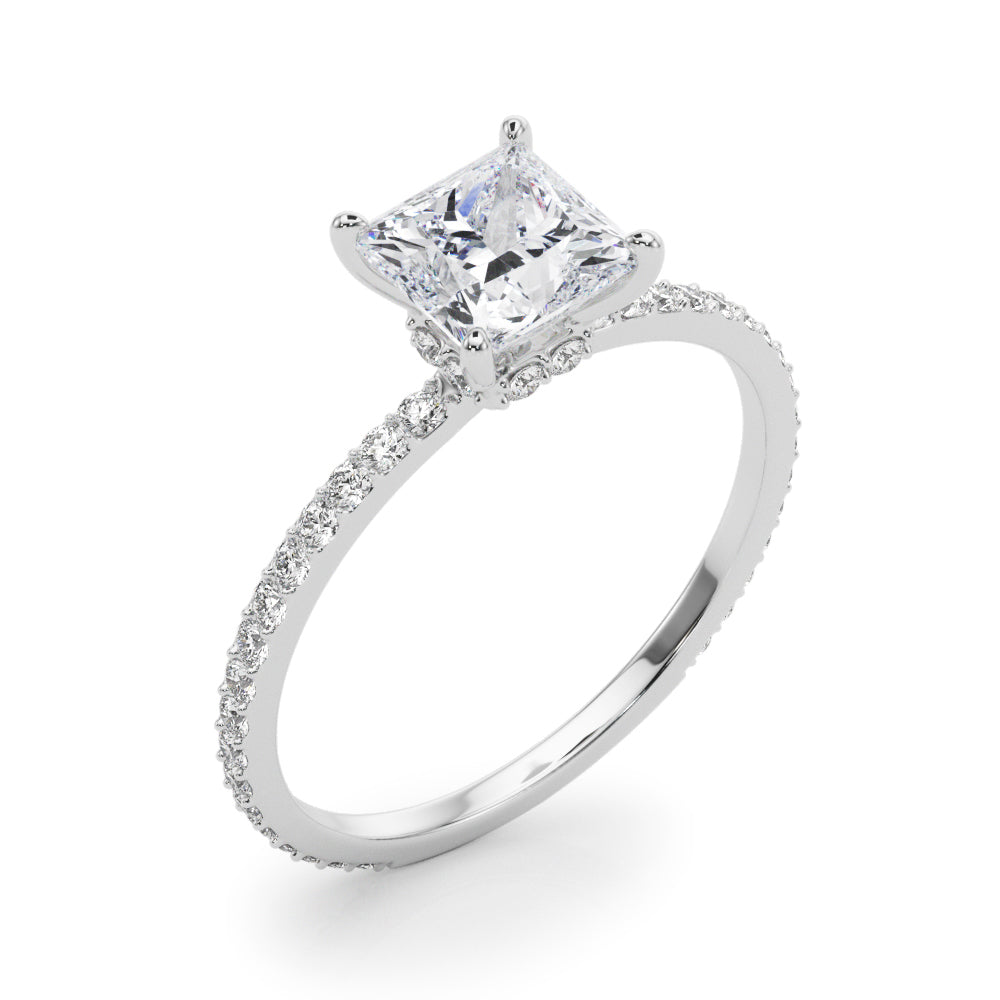 Stunning 14kt White Gold Princess Cut Hidden Halo Engagement Ring Setting - 1/3 ct tw SI1-SI2, G-H Diamonds