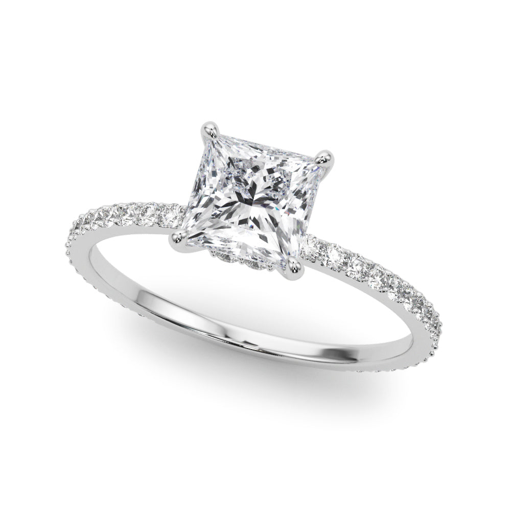 Stunning 14kt White Gold Princess Cut Hidden Halo Engagement Ring Setting - 1/3 ct tw SI1-SI2, G-H Diamonds