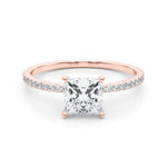 Stunning 14kt White Gold Princess Cut Hidden Halo Engagement Ring Setting - 1/3 ct tw SI1-SI2, G-H Diamonds
