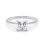 Stunning 14kt White Gold Princess Cut Hidden Halo Engagement Ring Setting - 1/3 ct tw SI1-SI2, G-H Diamonds