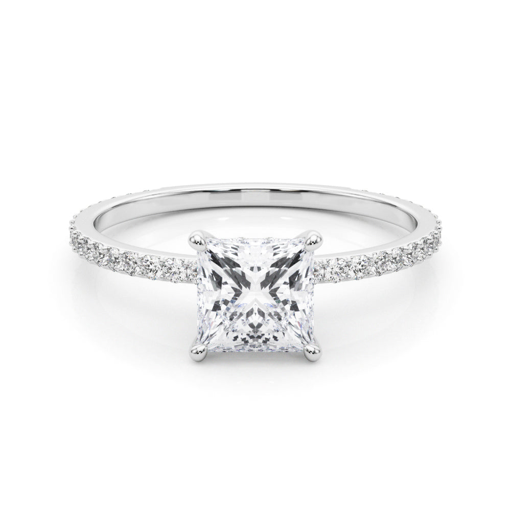 Stunning 14kt White Gold Princess Cut Hidden Halo Engagement Ring Setting - 1/3 ct tw SI1-SI2, G-H Diamonds
