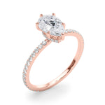 Exquisite Hidden Halo Pear Center Single Row Engagement Ring - 14k White Gold