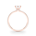 Exquisite Hidden Halo Pear Center Single Row Engagement Ring - 14k White Gold