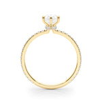 Exquisite Hidden Halo Pear Center Single Row Engagement Ring - 14k White Gold