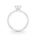 Exquisite Hidden Halo Pear Center Single Row Engagement Ring - 14k White Gold