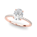 Exquisite 14kt White Gold Hidden Halo Oval Center Single Row Engagement Ring Setting