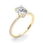 Exquisite 14kt White Gold Hidden Halo Oval Center Single Row Engagement Ring Setting