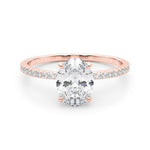 Exquisite 14kt White Gold Hidden Halo Oval Center Single Row Engagement Ring Setting
