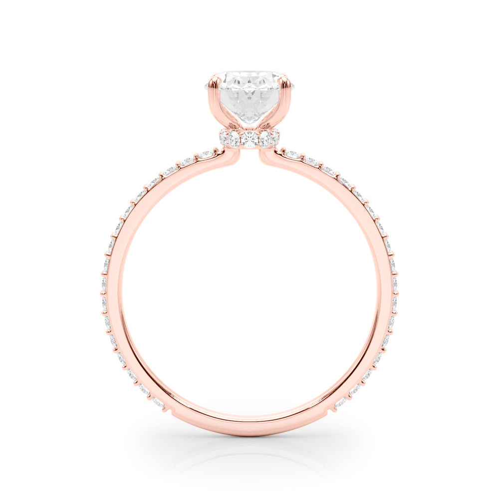 Exquisite 14kt White Gold Hidden Halo Oval Center Single Row Engagement Ring Setting