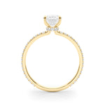 Exquisite 14kt White Gold Hidden Halo Oval Center Single Row Engagement Ring Setting