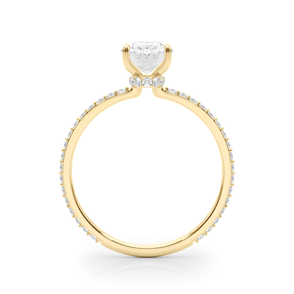 Exquisite 14kt White Gold Hidden Halo Oval Center Single Row Engagement Ring Setting