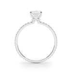 Exquisite 14kt White Gold Hidden Halo Oval Center Single Row Engagement Ring Setting