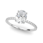 Exquisite 14kt White Gold Hidden Halo Oval Center Single Row Engagement Ring Setting