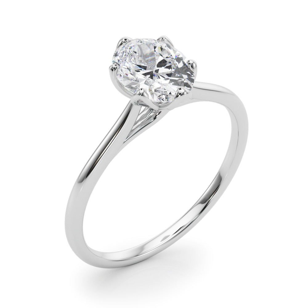 Elegant Solitaire Oval Engagement Ring Setting - 1 ct tw, 14kt White Gold