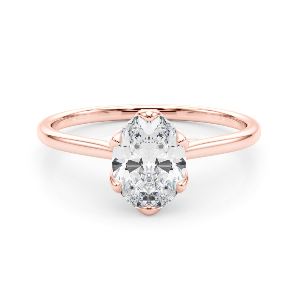 Elegant Solitaire Oval Engagement Ring Setting - 1 ct tw, 14kt White Gold