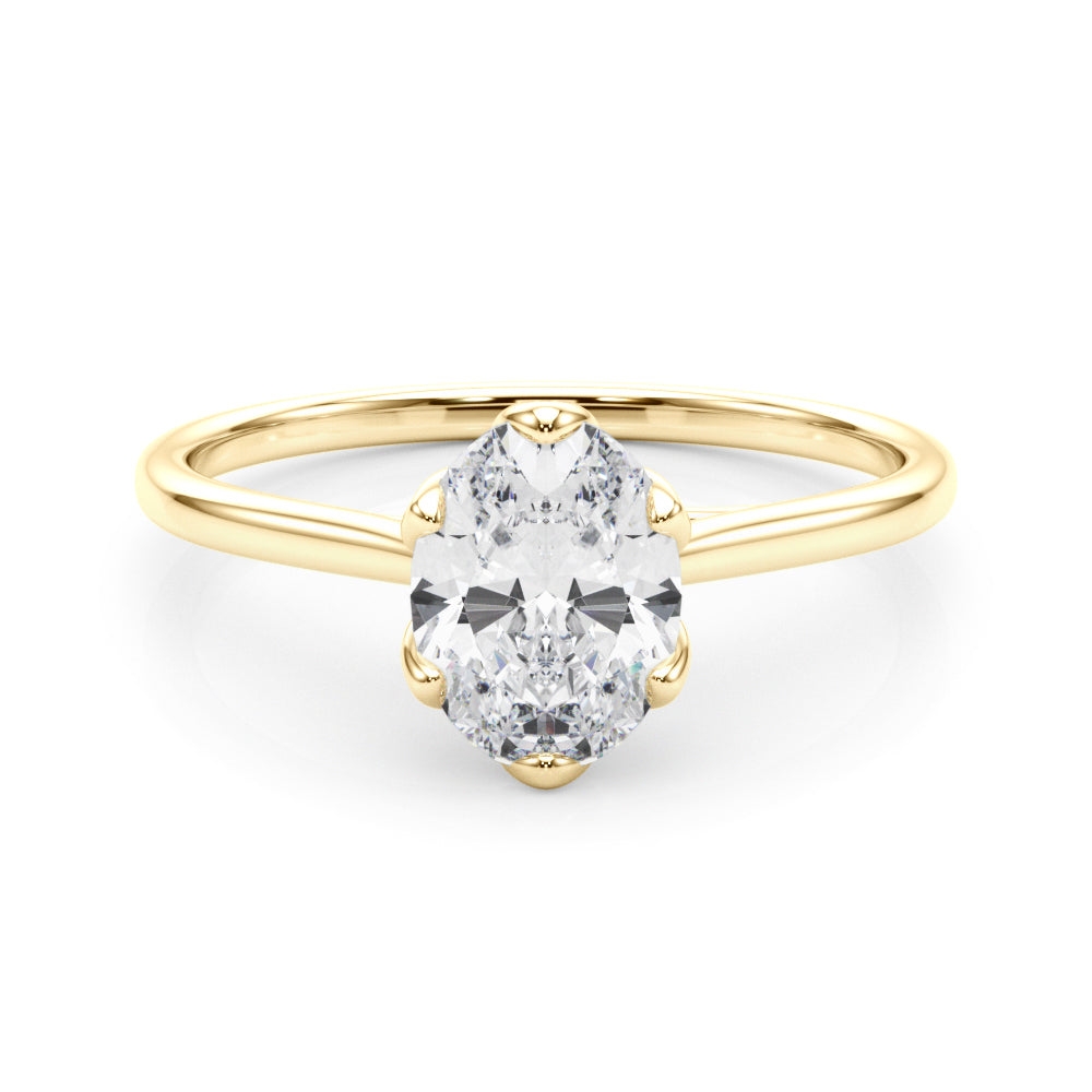 Elegant Solitaire Oval Engagement Ring Setting - 1 ct tw, 14kt White Gold