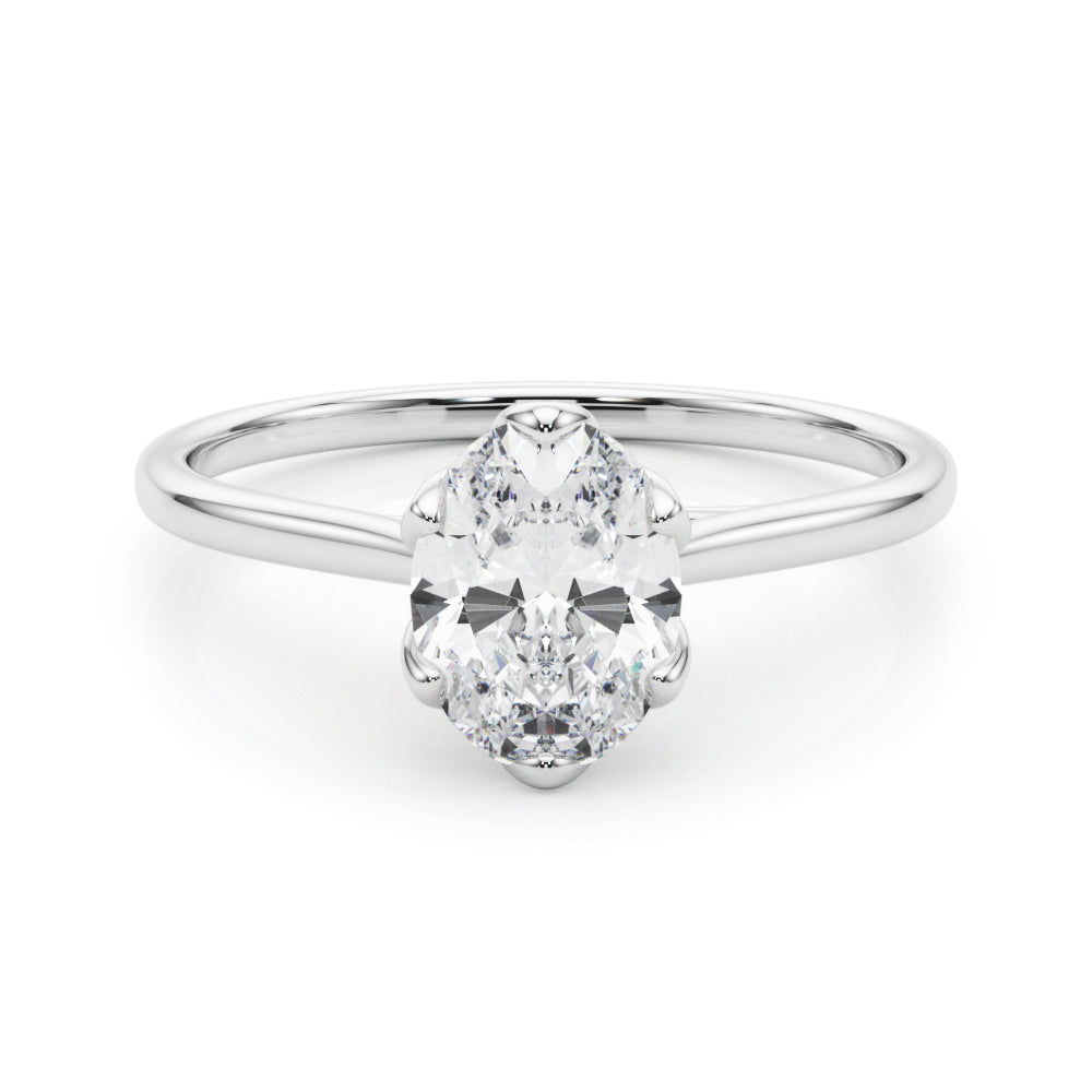 Elegant Solitaire Oval Engagement Ring Setting - 1 ct tw, 14kt White Gold