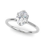 Elegant Solitaire Oval Engagement Ring Setting - 1 ct tw, 14kt White Gold