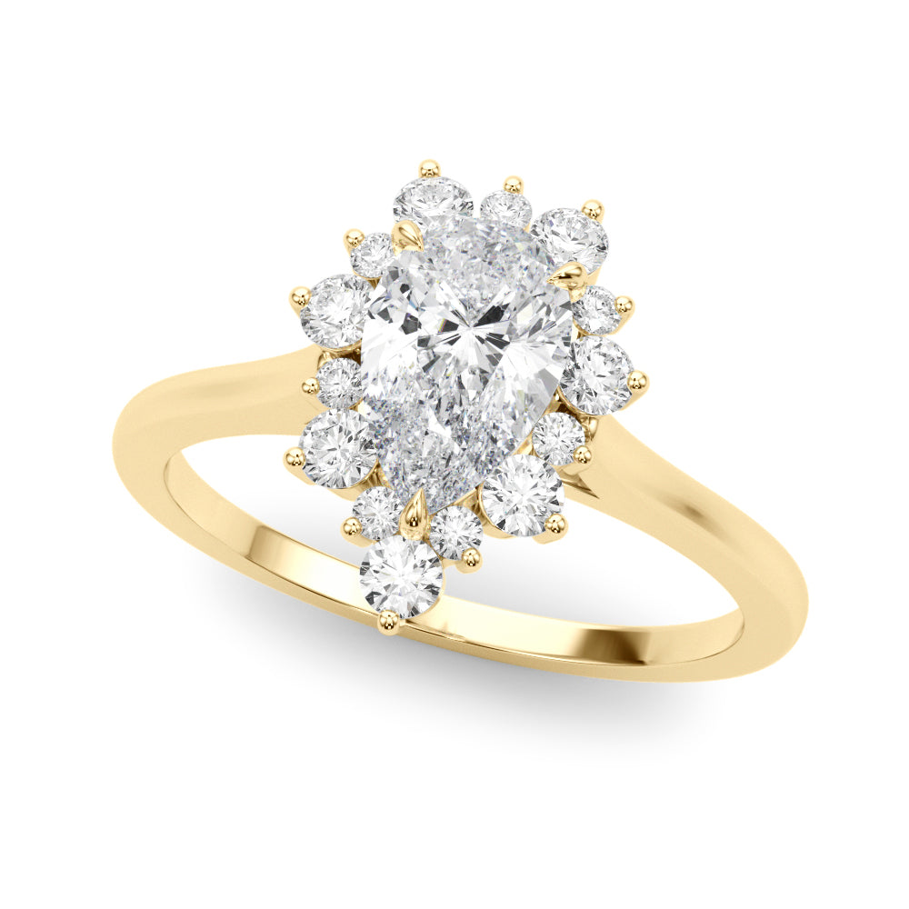 Elegant 14kt White Gold Pear Shape Semi-Mount Fashion Ring - Style 