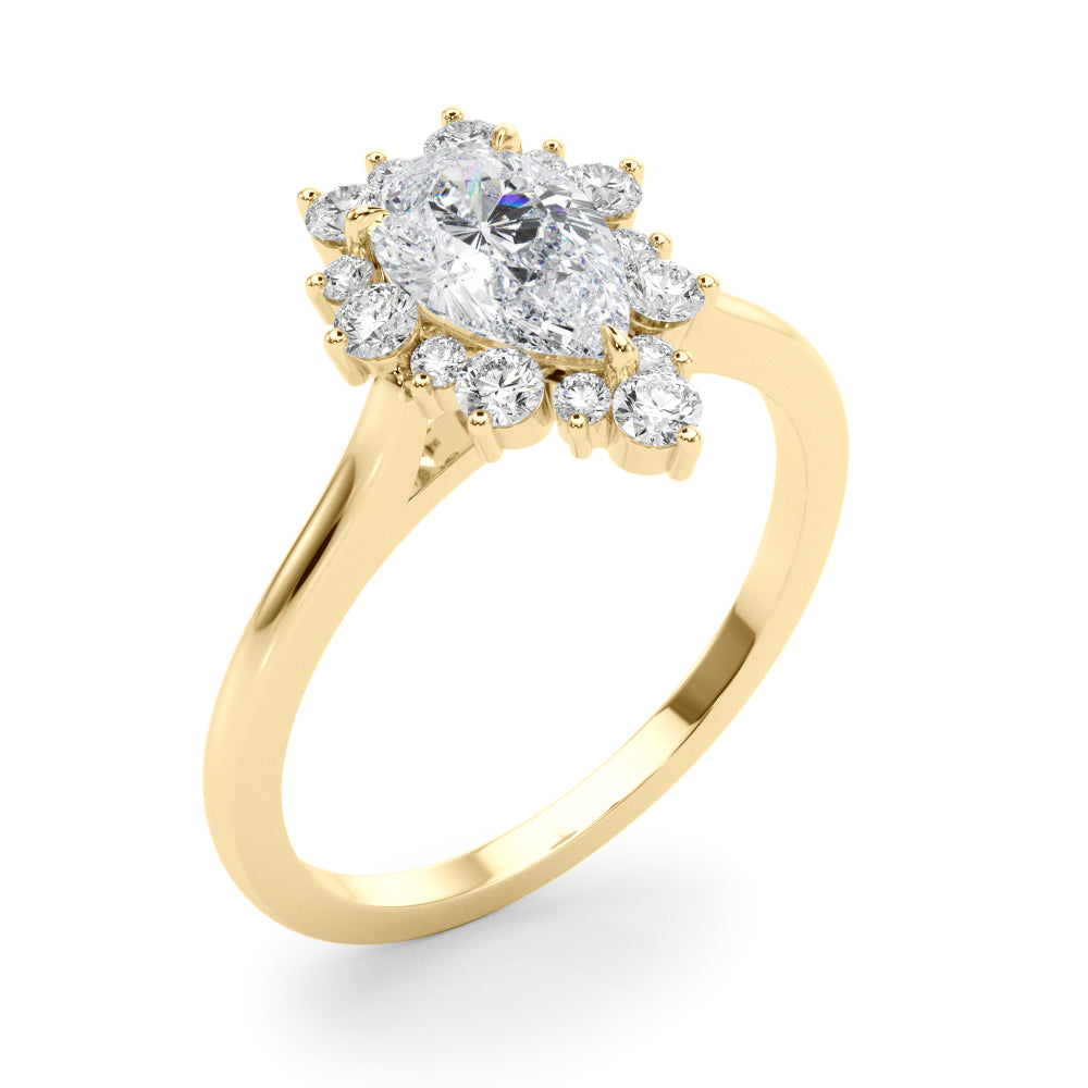 Elegant 14kt White Gold Pear Shape Semi-Mount Fashion Ring - Style 