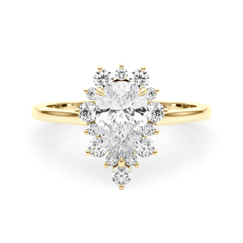 Elegant 14kt White Gold Pear Shape Semi-Mount Fashion Ring - Style 