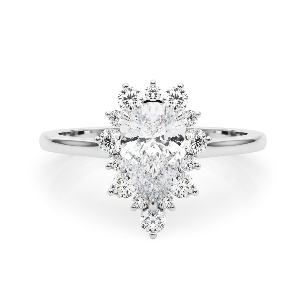 Elegant 14kt White Gold Pear Shape Semi-Mount Fashion Ring - Style 