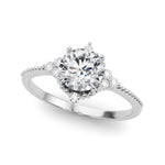14k White Gold 1 Carat Round Solitaire Engagement Ring Setting (Style 