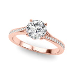 Exquisite 14k White Gold Round Cut Solitaire Engagement Ring Setting - 1 CTW