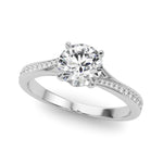 Exquisite 14k White Gold Round Cut Solitaire Engagement Ring Setting - 1 CTW