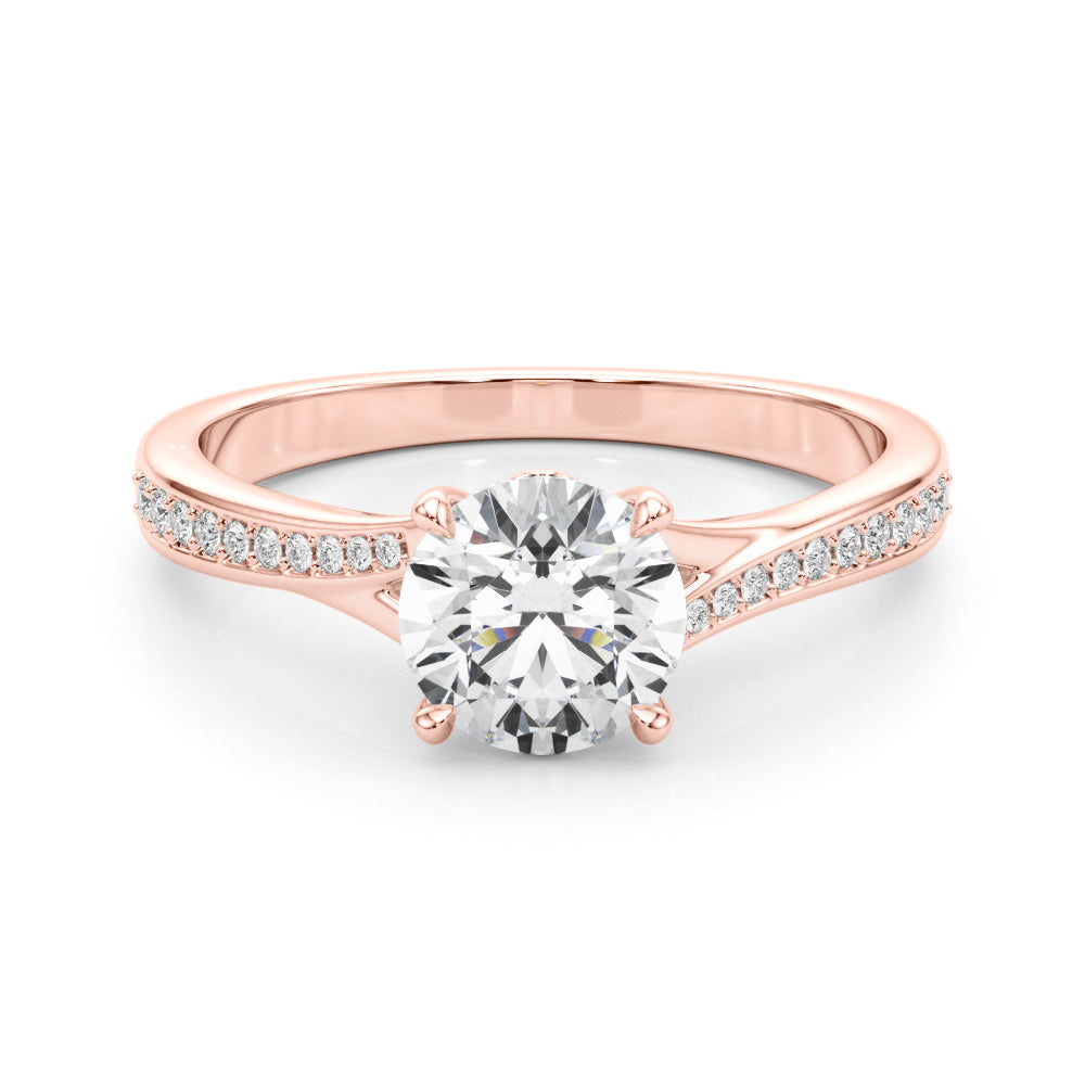 Exquisite 14k White Gold Round Cut Solitaire Engagement Ring Setting - 1 CTW