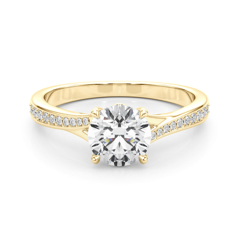 Exquisite 14k White Gold Round Cut Solitaire Engagement Ring Setting - 1 CTW