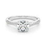 Exquisite 14k White Gold Round Cut Solitaire Engagement Ring Setting - 1 CTW