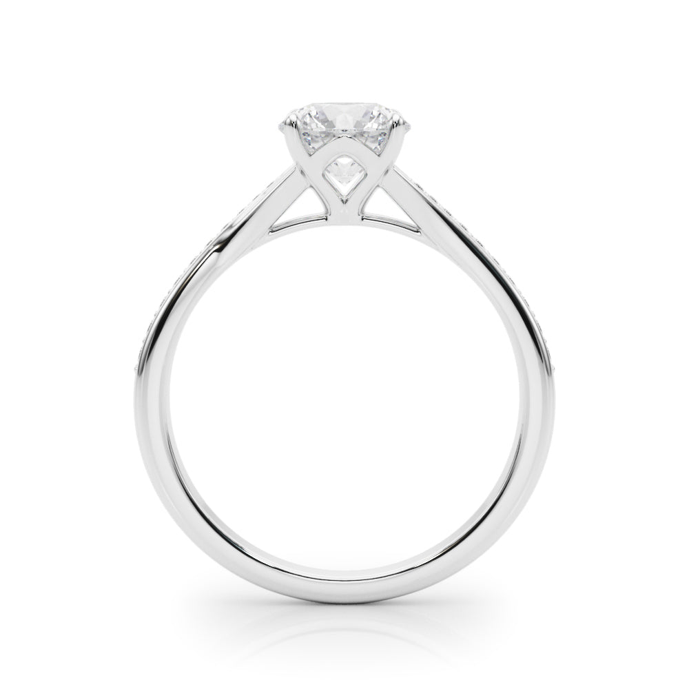 Exquisite 14k White Gold Round Cut Solitaire Engagement Ring Setting - 1 CTW