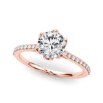 Elegant 14k White Gold Semi-Mount Ring with 1/6 ct TW SI1-SI2, G-H Diamond Accents - Designed for a 1 ct Round Center Stone