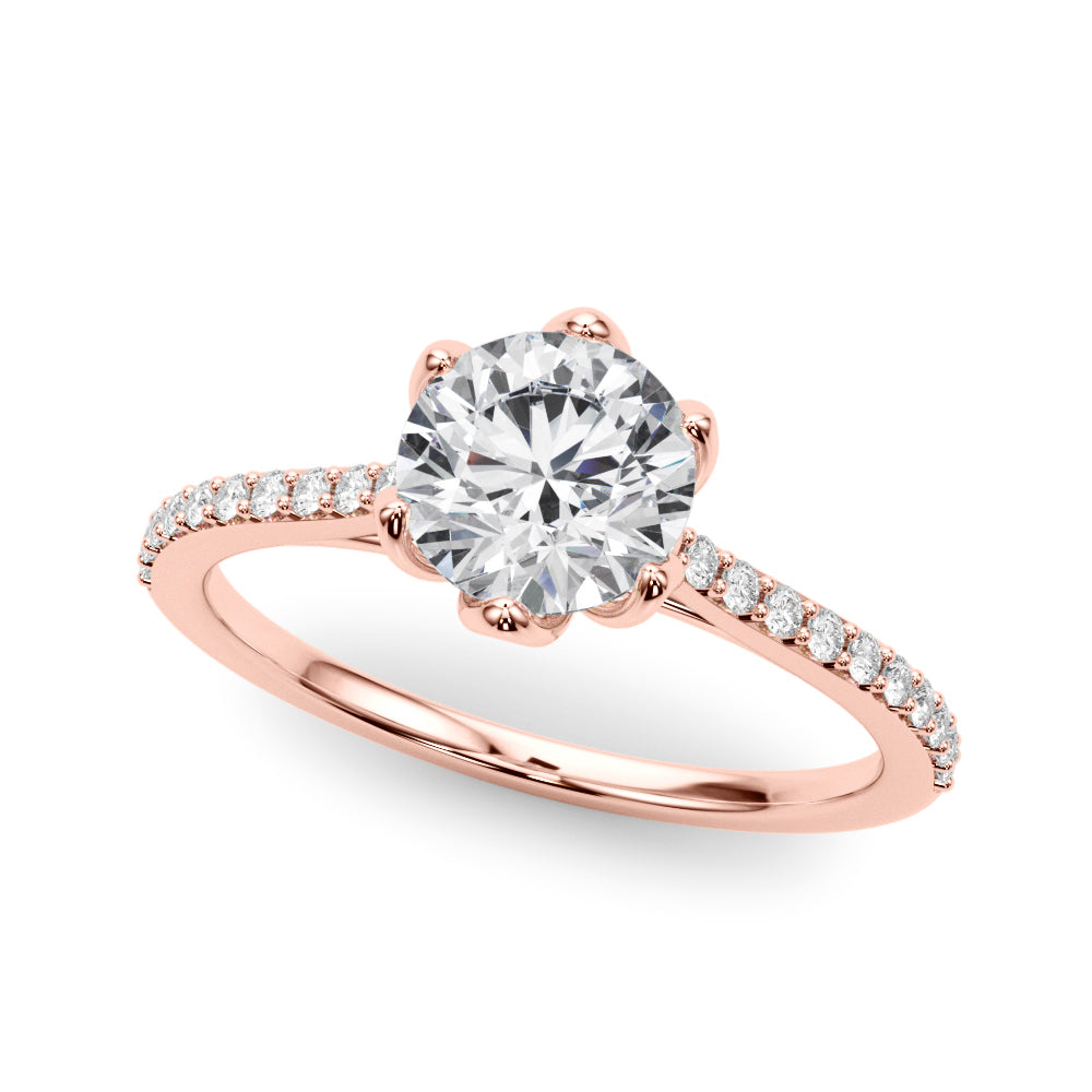 Elegant 14k White Gold Semi-Mount Ring with 1/6 ct TW SI1-SI2, G-H Diamond Accents - Designed for a 1 ct Round Center Stone