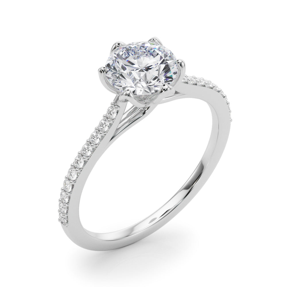 Elegant 14k White Gold Semi-Mount Ring with 1/6 ct TW SI1-SI2, G-H Diamond Accents - Designed for a 1 ct Round Center Stone