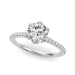 Elegant 14k White Gold Semi-Mount Ring with 1/6 ct TW SI1-SI2, G-H Diamond Accents - Designed for a 1 ct Round Center Stone