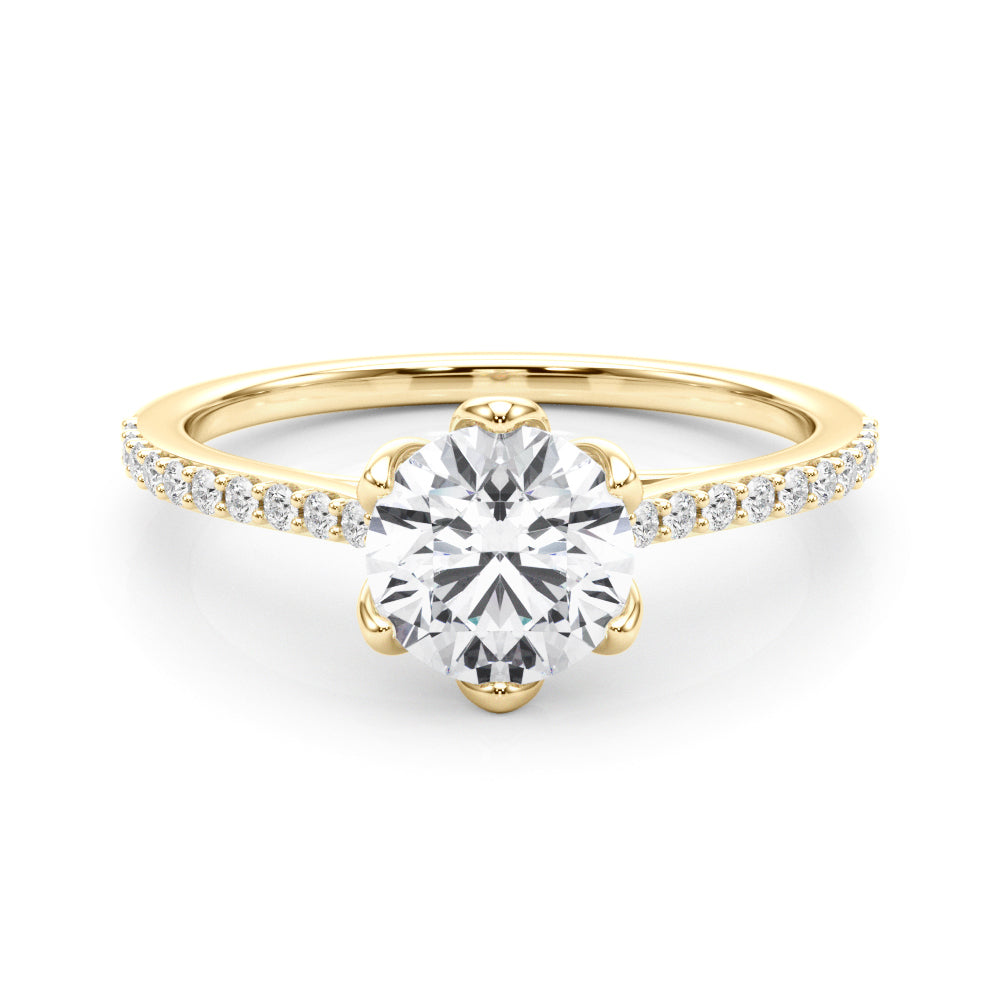 Elegant 14k White Gold Semi-Mount Ring with 1/6 ct TW SI1-SI2, G-H Diamond Accents - Designed for a 1 ct Round Center Stone