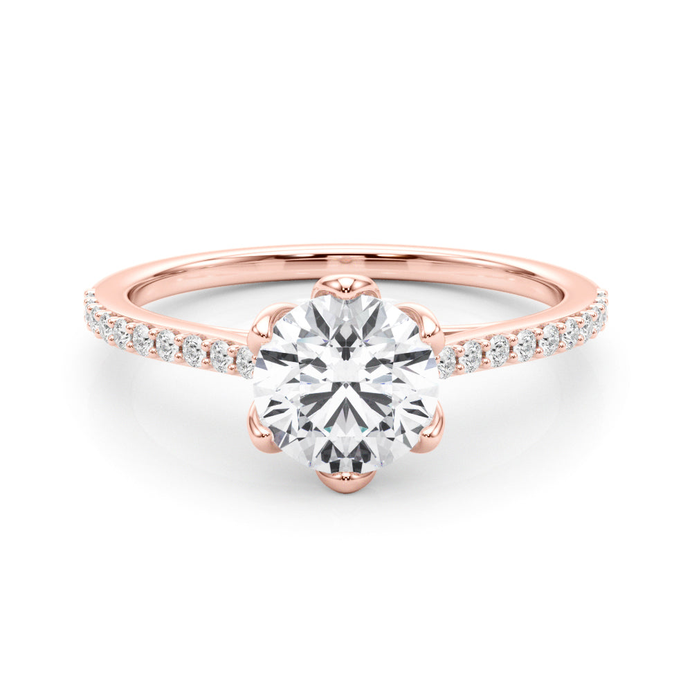 Elegant 14k White Gold Semi-Mount Ring with 1/6 ct TW SI1-SI2, G-H Diamond Accents - Designed for a 1 ct Round Center Stone