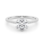 Elegant 14k White Gold Semi-Mount Ring with 1/6 ct TW SI1-SI2, G-H Diamond Accents - Designed for a 1 ct Round Center Stone