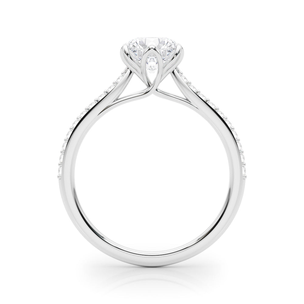 Elegant 14k White Gold Semi-Mount Ring with 1/6 ct TW SI1-SI2, G-H Diamond Accents - Designed for a 1 ct Round Center Stone