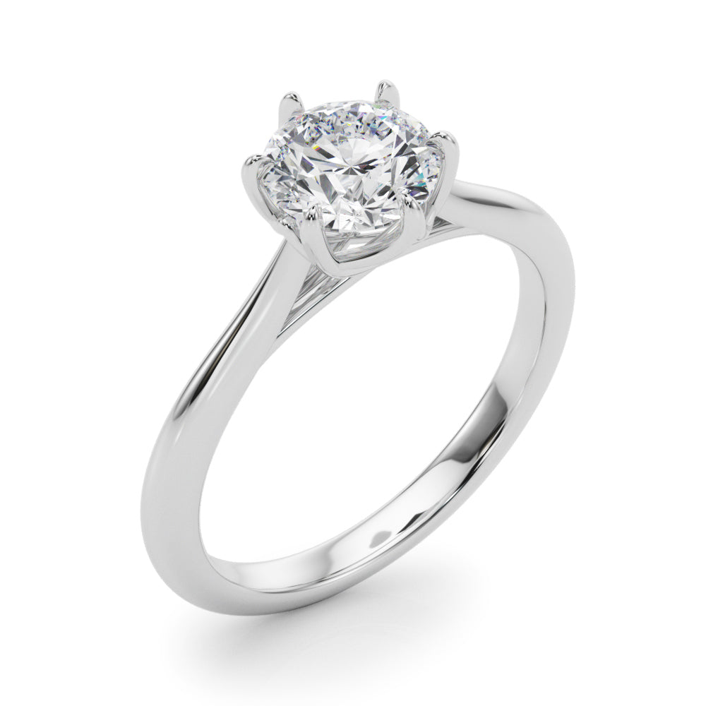 Elegant 14kt White Gold Solitaire Round Engagement Ring Setting (1 ct TW Center Stone Compatible)