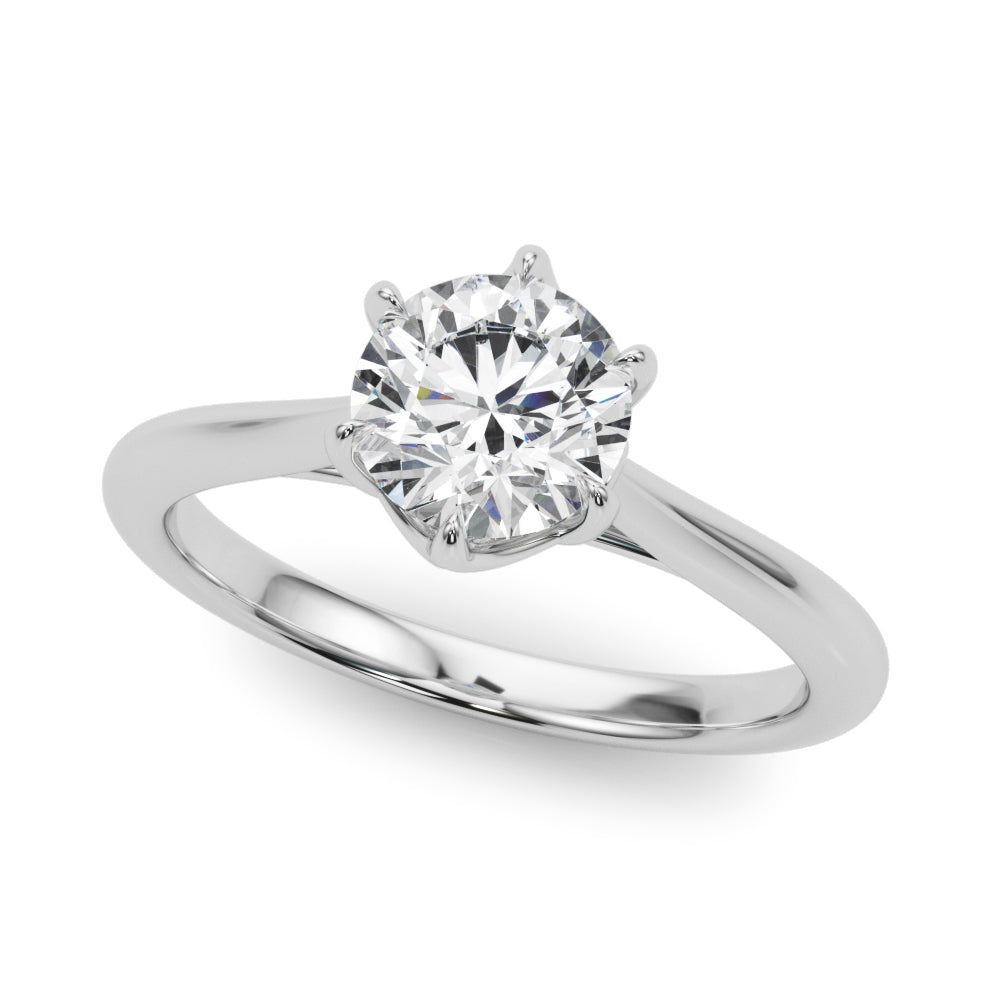 Elegant 14kt White Gold Solitaire Round Engagement Ring Setting (1 ct TW Center Stone Compatible)