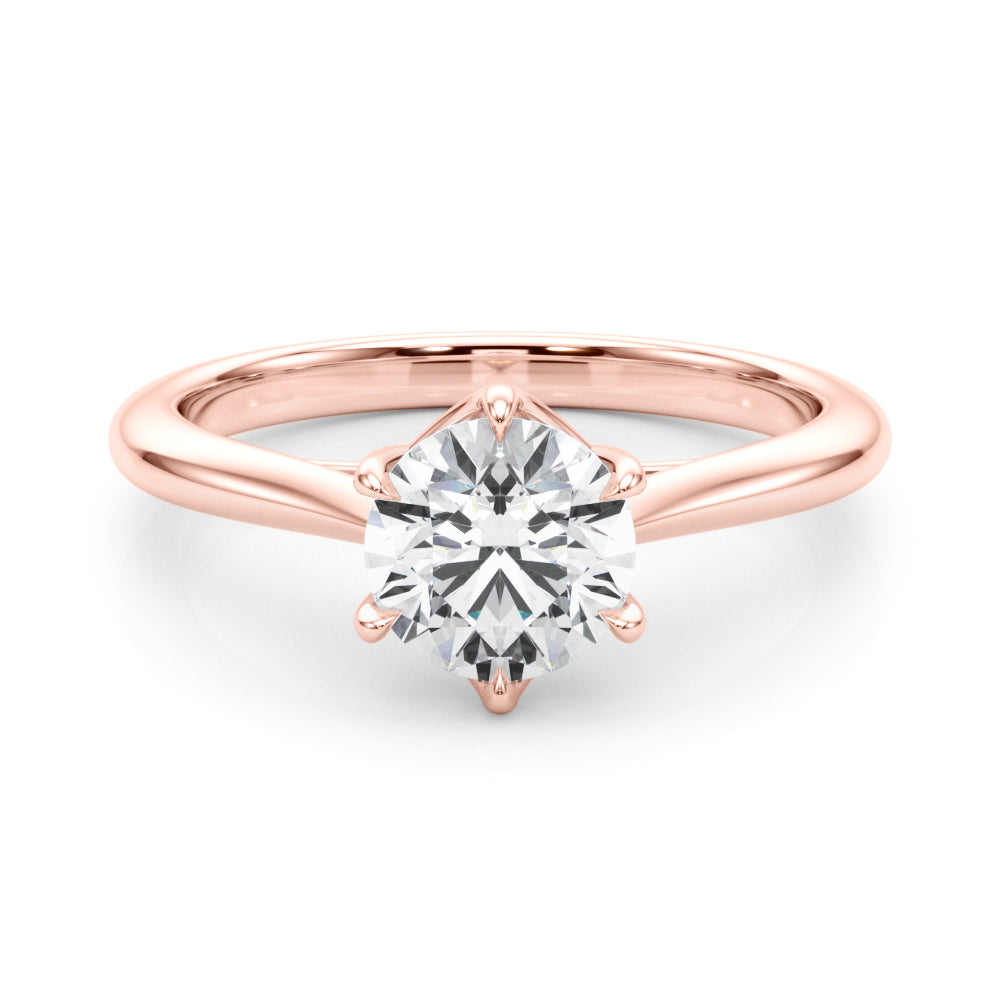 Elegant 14kt White Gold Solitaire Round Engagement Ring Setting (1 ct TW Center Stone Compatible)